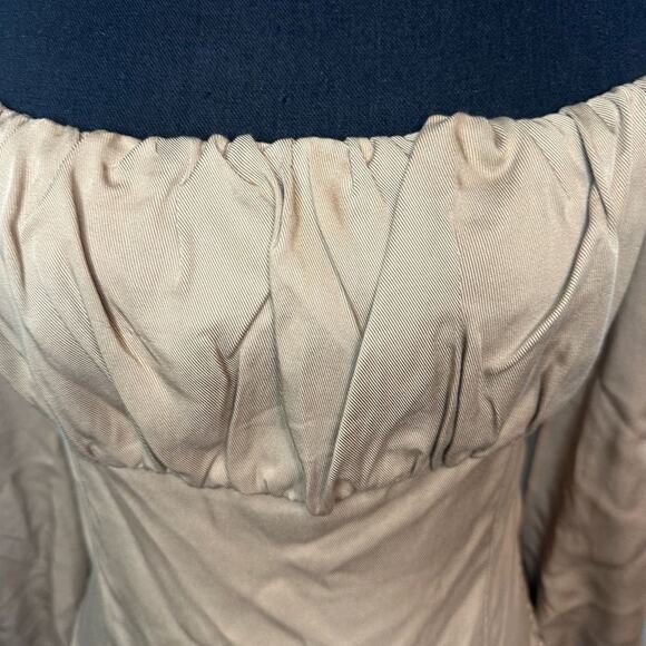 Lani the Label Tan Bodysuit | Ruched Square Neck | Balloon Sleeve | Size M - Picture 2 of 9